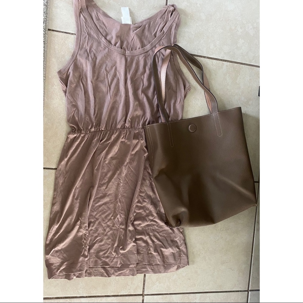 Bundle Tan dress and reversible tote
